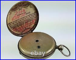 Montre de poche Echappement a cylindre Aiguilles années 1880 grenats et rubis argent
