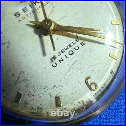 Montre de poche Seiko UNIQUE à remontage manuel 15 bijoux dos squelette ancien
