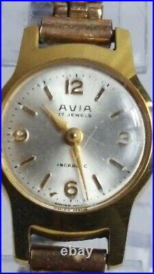 Montre mécahnique vintage Avia 17 bijoux Incabloc pour femme