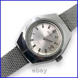 Montre mécanique SEIKO Shario 21 bijoux 3 aiguilles date tonneau argent ancienne