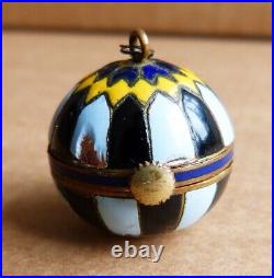 Montre pendentif boule émail vers 1920 Swiss bijou ancien enamel watch