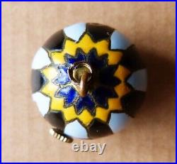 Montre pendentif boule émail vers 1920 Swiss bijou ancien enamel watch