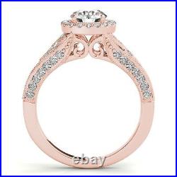 NEW LADIES 14k ROSE GOLD SEMI-MOUNT DIAMOND ROUND HALO ANTIQUE ENGAGEMENT RING