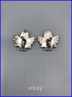 Old Native American Zuni Sterling Silver Inlay knifewing Vis Arrière Boucles d'oreilles