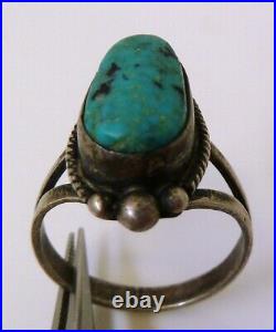 Old Pawn Native American Navajo roystone Ovale Turquoise Sterling Silver Ring