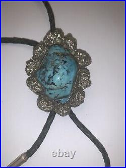 Old Pawn navajo native Turquoise Argent Sterling 3.5 Bolo Tie & astuces amuse énorme