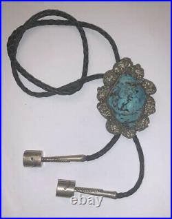 Old Pawn navajo native Turquoise Argent Sterling 3.5 Bolo Tie & astuces amuse énorme