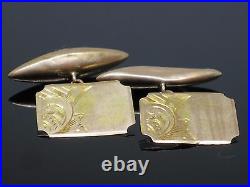 Paire de boutons de manchette antiques anglais c1910 or jaune 9K, 2,7g