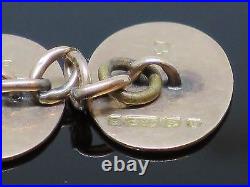Paire de boutons de manchette antiques anglais ovales c1910 or rose 9K, 4,7 g
