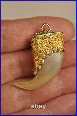 Pendentif Ancien Griffe Or Massif 18k Cannetille Antique Solid Gold Claw Pendant