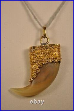 Pendentif Ancien Griffe Or Massif 18k Cannetille Antique Solid Gold Claw Pendant