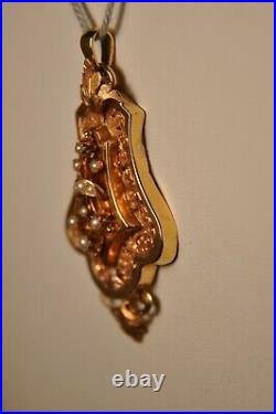 Pendentif Ancien Or Massif 18k Perles Antique Solid Gold Pearl Pendant