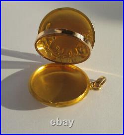 Pendentif porte photo ancien roses Or 18 carats French gold 750 6,5g Ø2,3cm