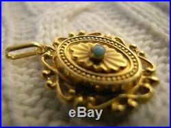 Petit pendentif ancien en or 18 carats turquoise