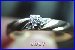 RARE bague de fiançailles vintage antique diamant solitaire 14 carats or jaune