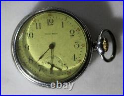 RARE montre de poche antique Waltham 1913 modèle 1908 taille 16s 7 bijoux PIÈCES