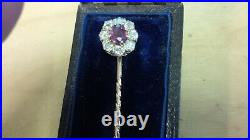 RUBY (1) et ancienne Coupe Diamant (8) cluster set Stick pin