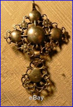 Rare Belle croix Papillon ancienne argent et OR sertie DIAMANT 18 XVIII e siecle