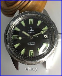 Rare Montre Ancienne Vintage Watch Automatic Yema Skin Diver Steel