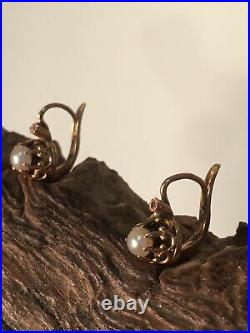 Rare ancienne boucles d'oreille Dormeuse OR 18k 750 Napo III