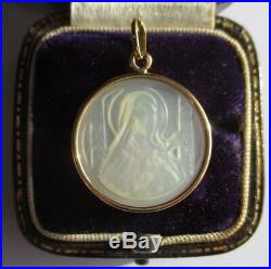 Rare médaille pendentif ancienne Sainte Thérèse Nacre & or 18 carats Gold 750