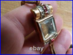 Rare montre-bracelet pour femme originale art déco étui couleur or rose avec pierres 2