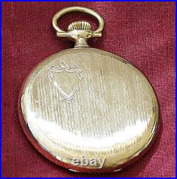 Rare montre de poche antique Longines face ouverte en or 14 carats