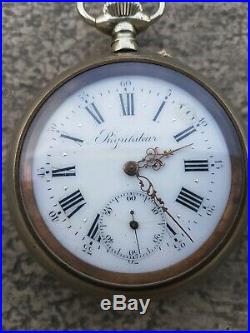 Regulateur Montre Gousset Ancienne Goliath 68 MM 1900 Old Pocket Watch Work