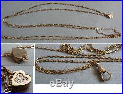 Sautoir chaine de montre collier avec coulant coeur Bijou ancien necklace