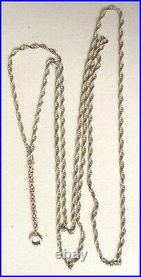 Sautoir collier chaine porte-montre ARGENT massif bijou ancien silver chain 31gr