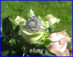 Splendide bague Marguerite ancienne fleur or blanc 18 carats platine diamants