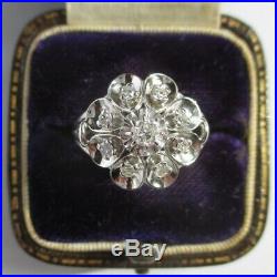 Splendide bague marguerite ancienne Diamants Or blanc 18 carats 5g Gold 750