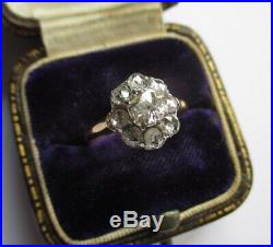 Splendide bague marguerite ancienne Diamants Platine et or 18 carats gold 750