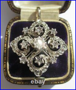 Splendide pendentif ancien XIXe pavé 41 diamants Or 18 carats et argent 8,5g