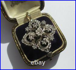 Splendide pendentif ancien XIXe pavé 41 diamants Or 18 carats et argent 8,5g