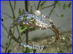 Superbe Bracelet Ancien En Vermeil/argent /pierres Du Rhin/perle Et Opale