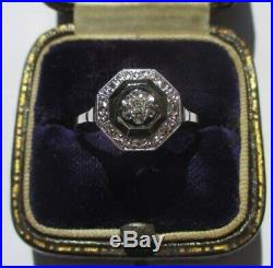 Superbe bague ancienne Art Déco Diamant Or 18 carats 750 et platine