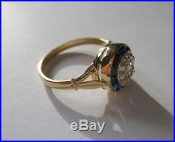 Superbe bague ancienne Diamants saphirs Gold or 18 carats 750 3g