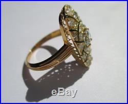Superbe bague marquise ancienne 27 Diamants Topaze Or 18 carats 750 3,7g