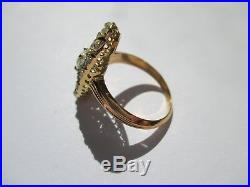 Superbe bague marquise ancienne 27 Diamants Topaze Or 18 carats 750 3,7g