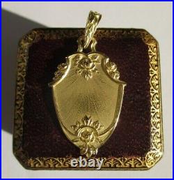 Superbe pendentif ancien 1920 roses Or 18 carats French gold charm 750