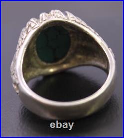 TAILLE 10 Bague Aigle Sud-Ouest Figurine Vintage 950 Sterling + Argent Turquoise