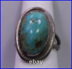 Taille 6 Vintage pour pièces de monnaie 90% Argent & Old mined Turquoise Southwestern Ring