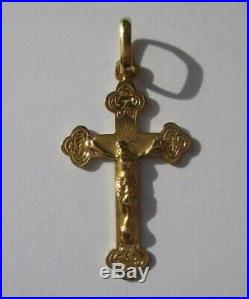 Très beau pendentif ancien Croix Jésus Christ Or 18 carats gold 750 h2,9cm