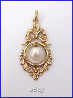 Très beau pendentif ancien en or 18k et perle Louis XVI
