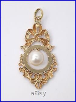 Très beau pendentif ancien en or 18k et perle Louis XVI