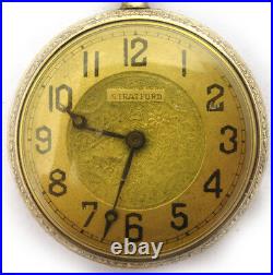 VINTAGE ancien Stratford Gold Tone Collectible POCKET WATCH SWISS MADE MECHANICAL