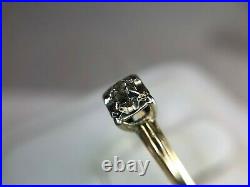 Vintage 14k or jaune ancienne mine de diamant de fiançailles Solitaire Ring 1/5 Ct