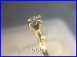 Vintage 14k or jaune vieux mineur Diamond Petite Bague de fiançailles