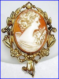 Vintage Antique Gold Filled Cameo Broche Pendentif Broche